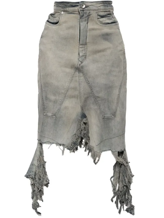 Rick Owens DRKSHDW Rick Owens DRKSHDW ダメージ加工デニムスカートの商品画像