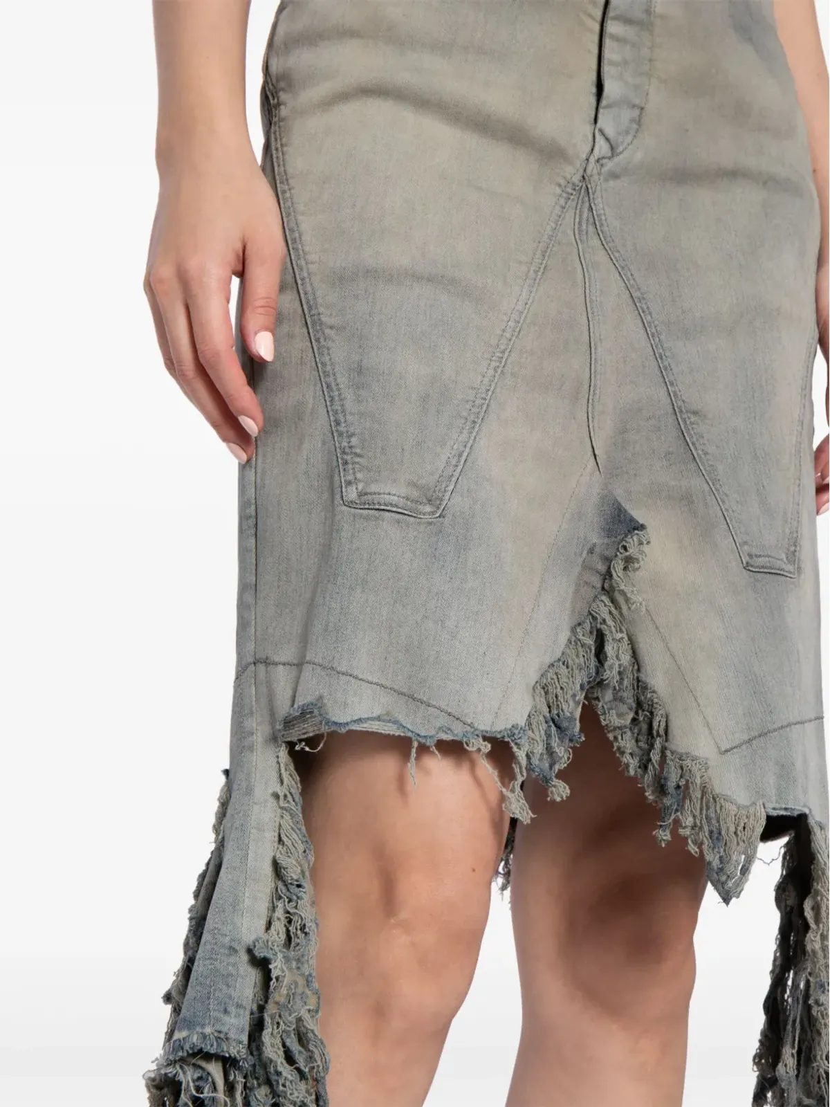 Rick Owens DRKSHDW ダメージ加工デニムスカート - 画像5