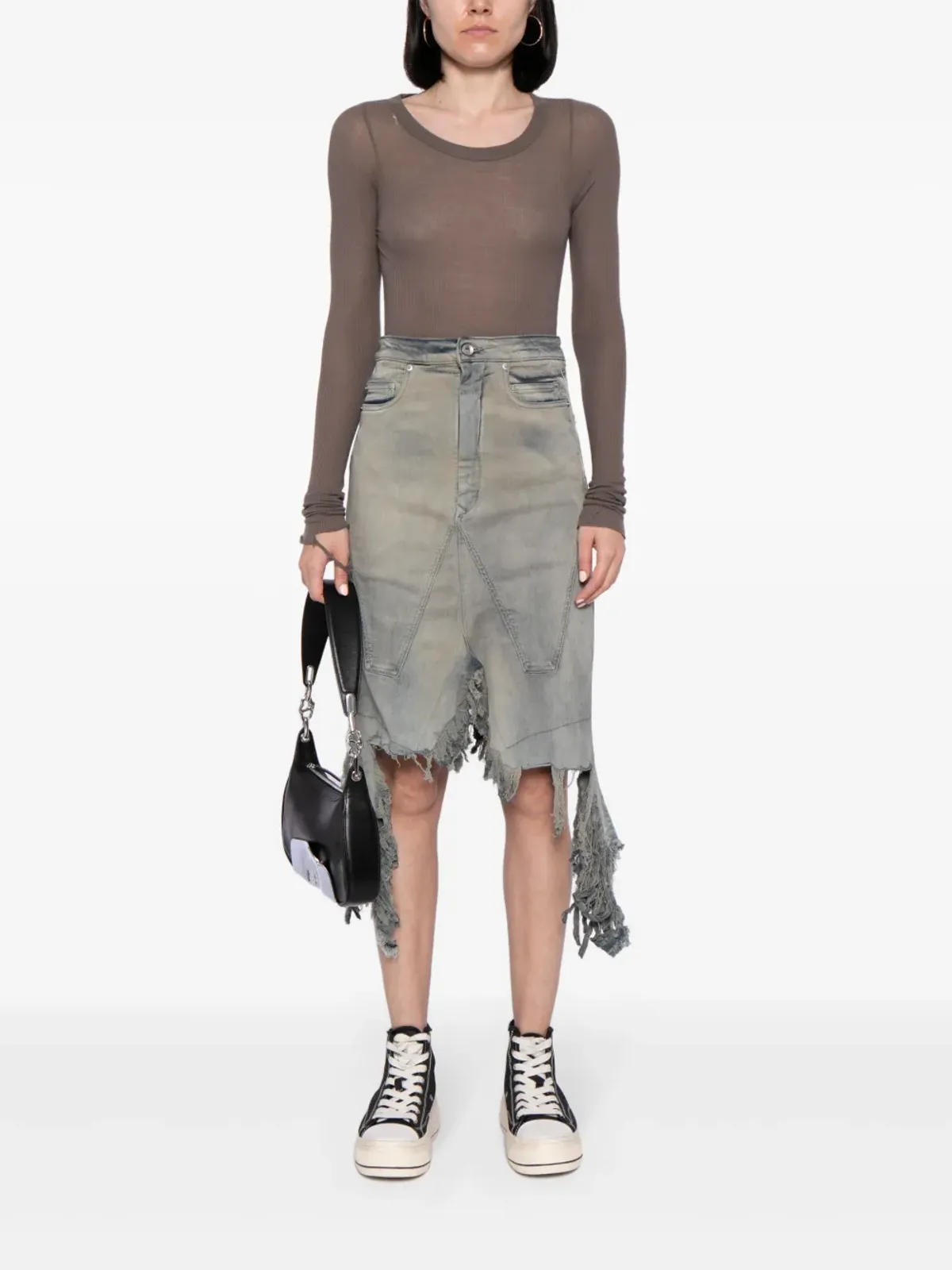 Rick Owens DRKSHDW ダメージ加工デニムスカート - 画像2