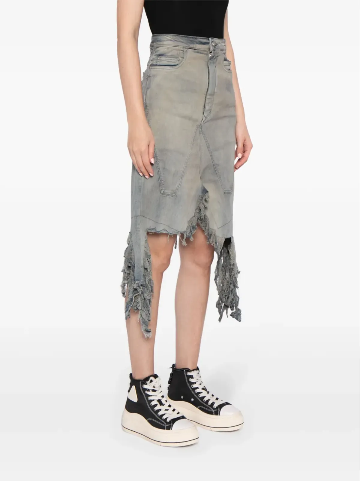 Rick Owens DRKSHDW ダメージ加工デニムスカート - 画像3