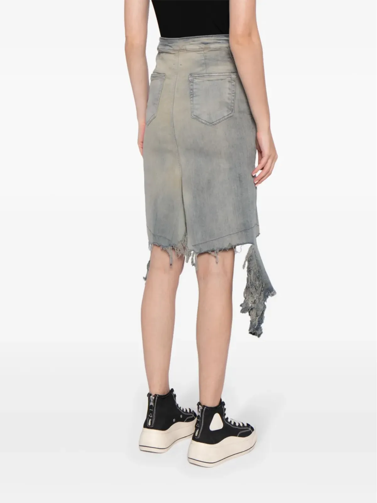 Rick Owens DRKSHDW ダメージ加工デニムスカート - 画像4