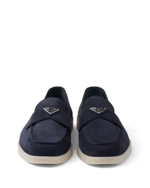 Prada ロゴプレート付きスエードローファー ブルー - サムネイル5