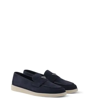 Prada ロゴプレート付きスエードローファー ブルー - サムネイル2