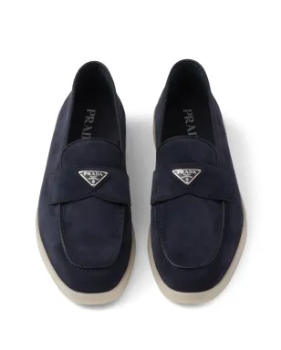 Prada ロゴプレート付きスエードローファー ブルー - サムネイル3