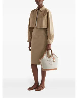 Prada トライアングルロゴ クロップドジャケット - ニュートラルカラー - サムネイル2