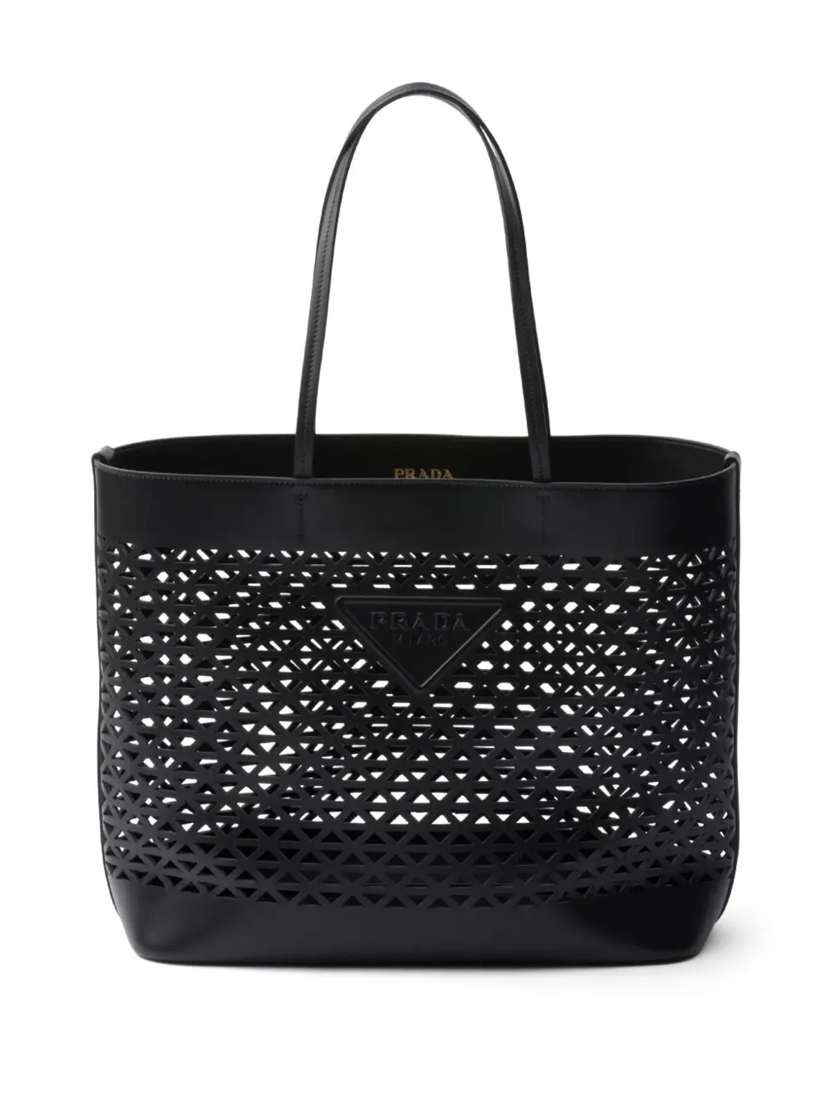 Prada ロゴ入りパンチング トートバッグ - ブラック - 画像1