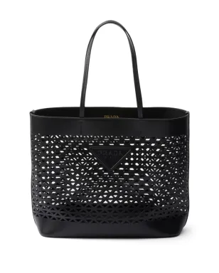 Prada ロゴ入りパンチング トートバッグ - ブラック - サムネイル1