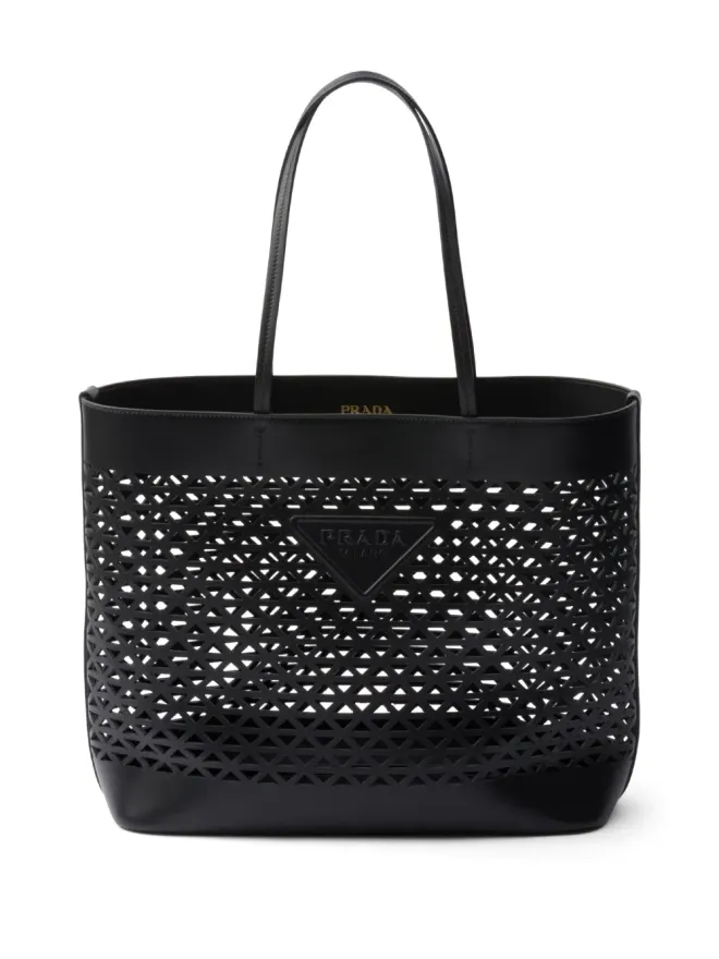 Prada Prada ロゴ入りパンチング トートバッグ - ブラックの商品画像