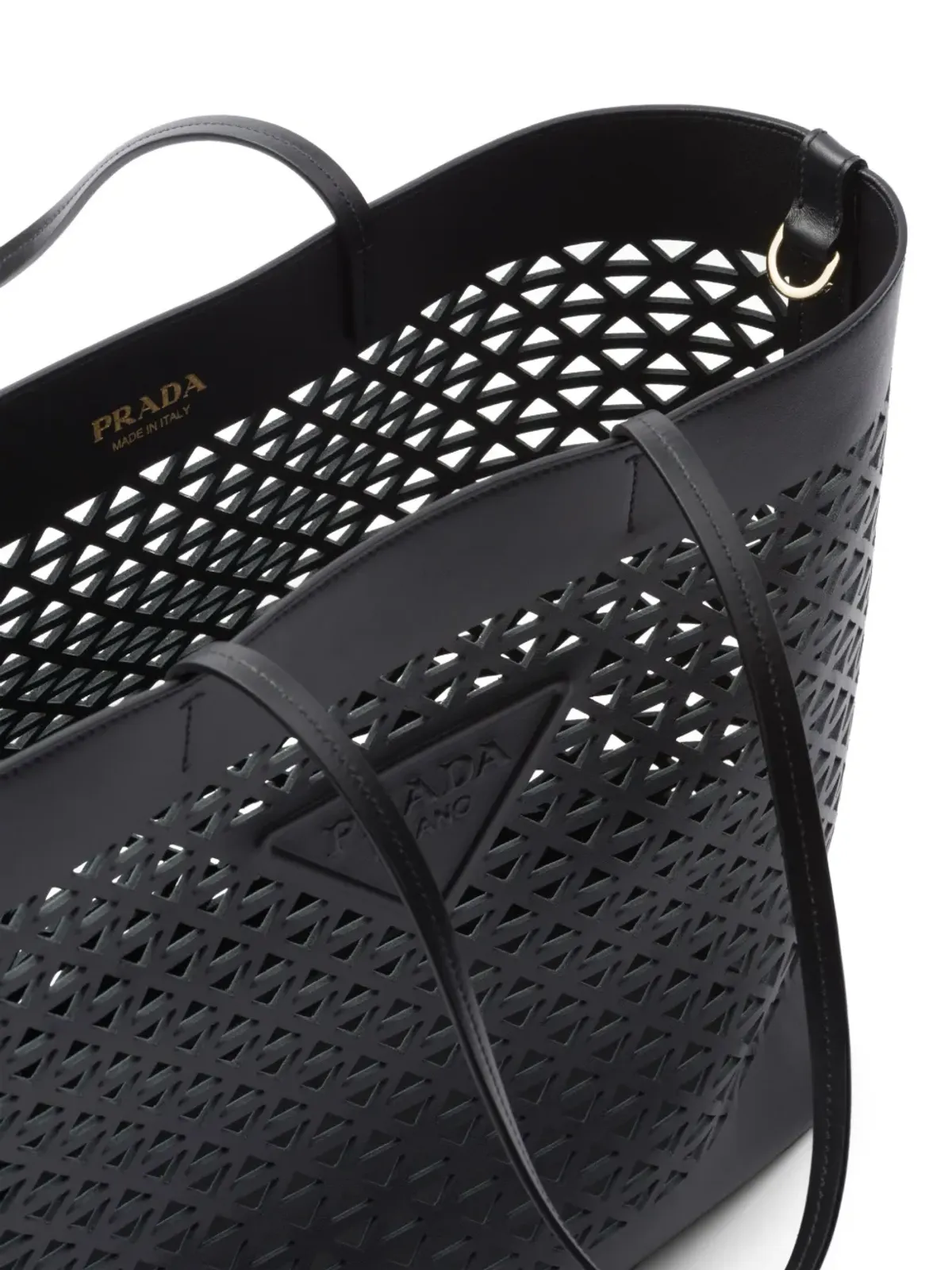 Prada ロゴ入りパンチング トートバッグ - ブラック - 画像5
