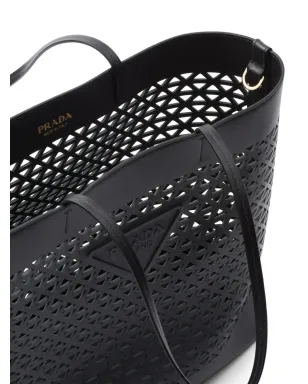Prada ロゴ入りパンチング トートバッグ - ブラック - サムネイル5