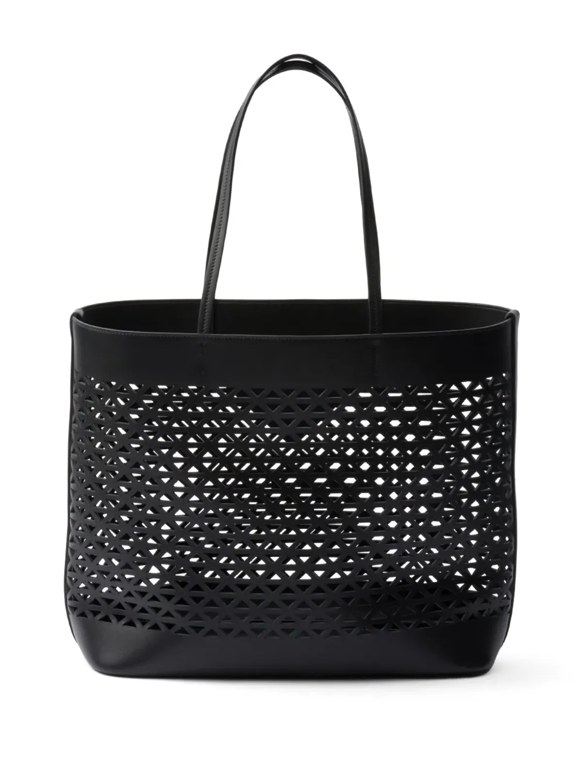 Prada ロゴ入りパンチング トートバッグ - ブラック - 画像2