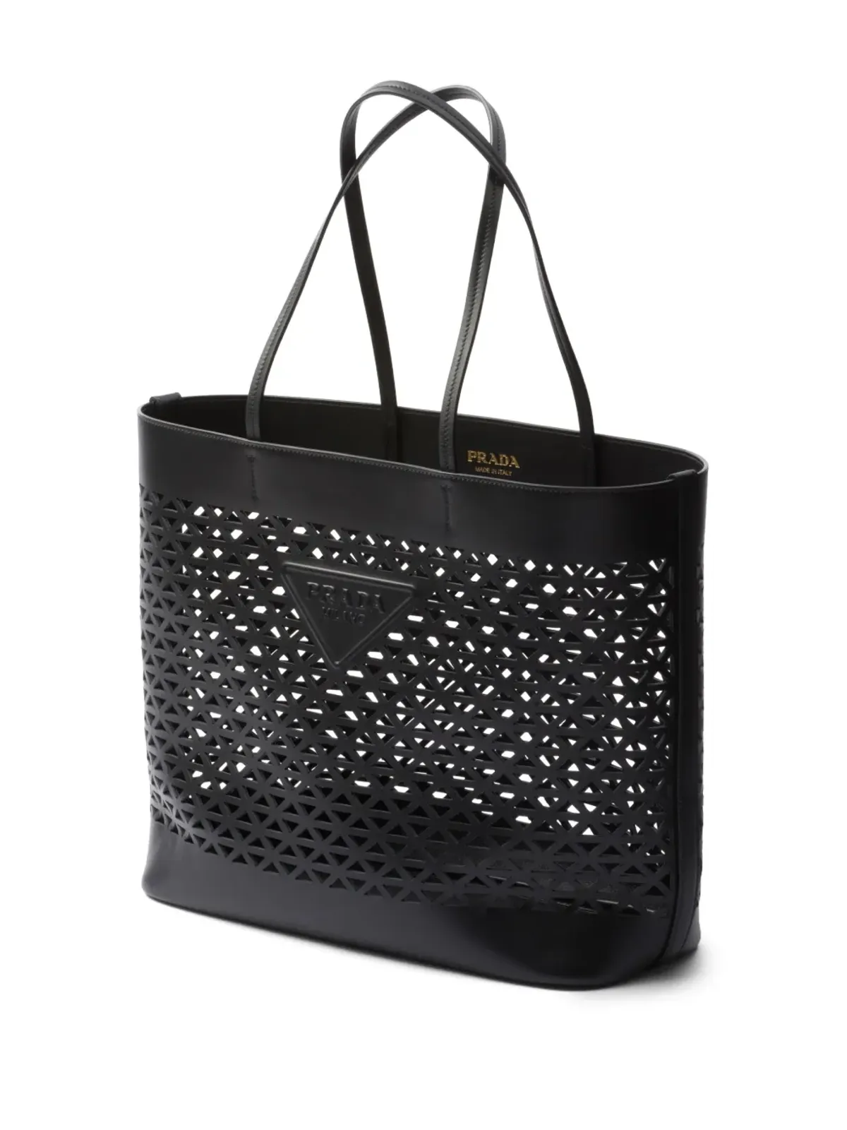 Prada ロゴ入りパンチング トートバッグ - ブラック - 画像3