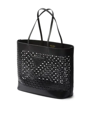 Prada ロゴ入りパンチング トートバッグ - ブラック - サムネイル3