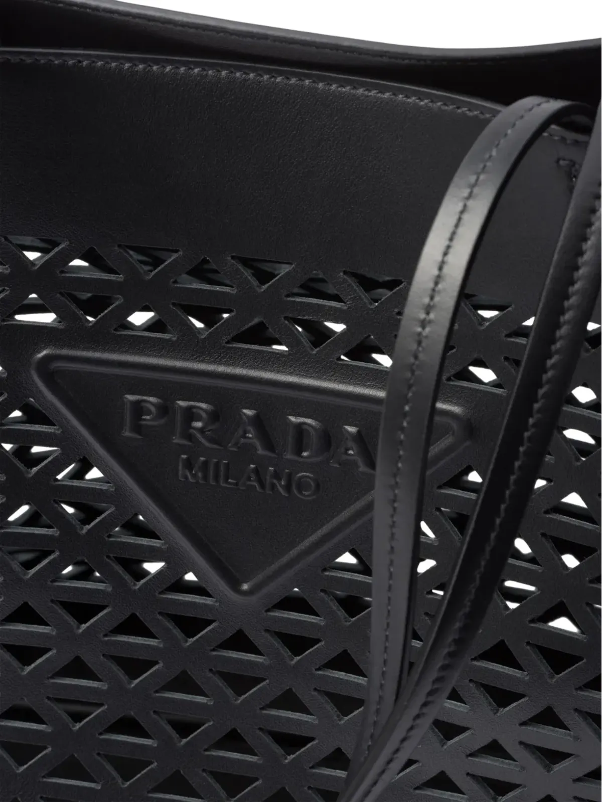 Prada ロゴ入りパンチング トートバッグ - ブラック - 画像4