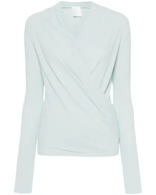 Givenchy Vネック ドレープ ブラウス - ブルー - サムネイル1