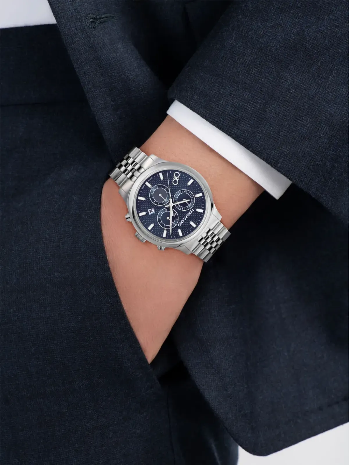 Ferragamo デュオ クロノグラフ Q 42mm ブルー - 画像5