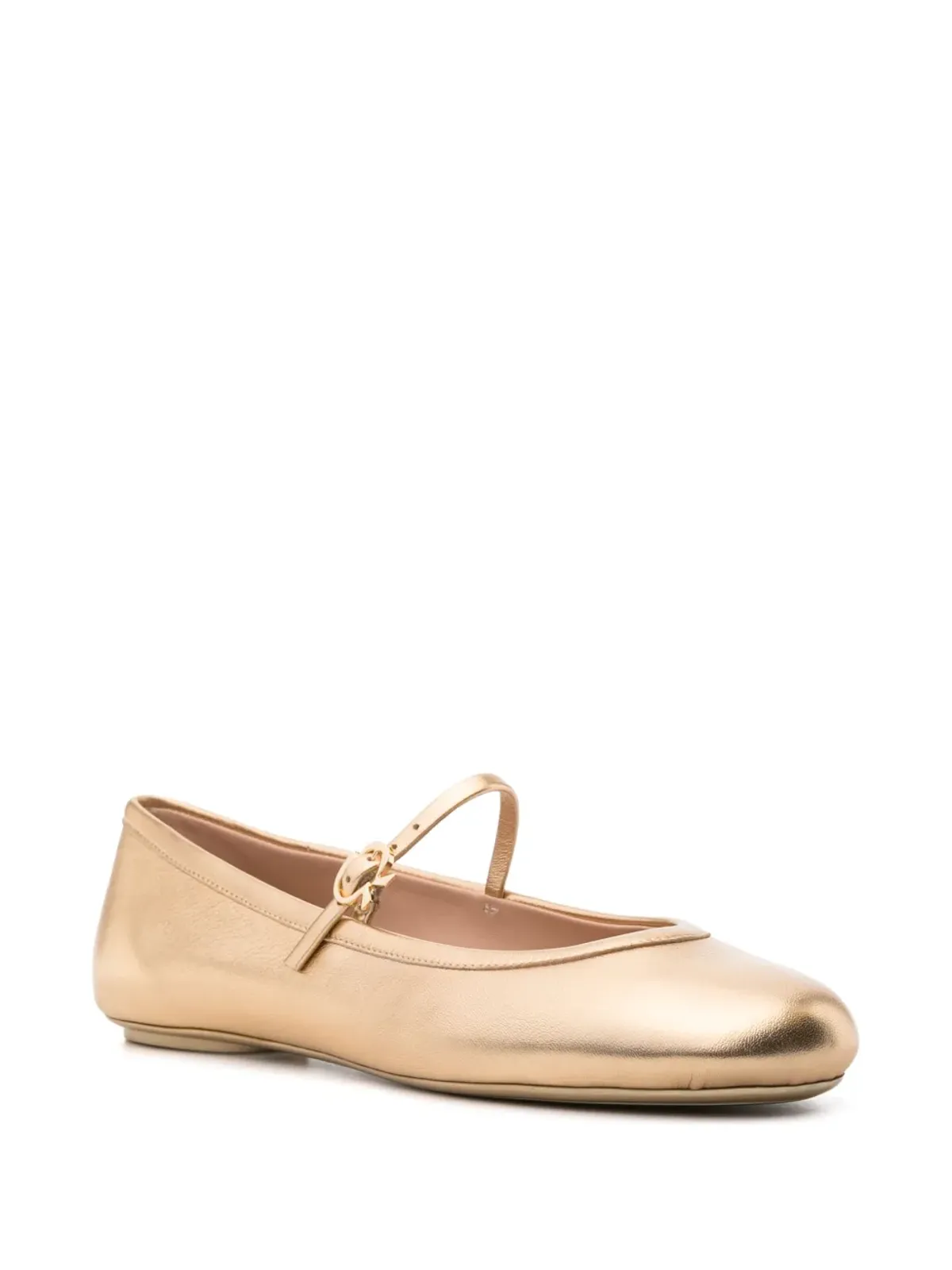 Gianvito Rossi カルラ バックル付き バレエシューズ - ゴールド - 画像2