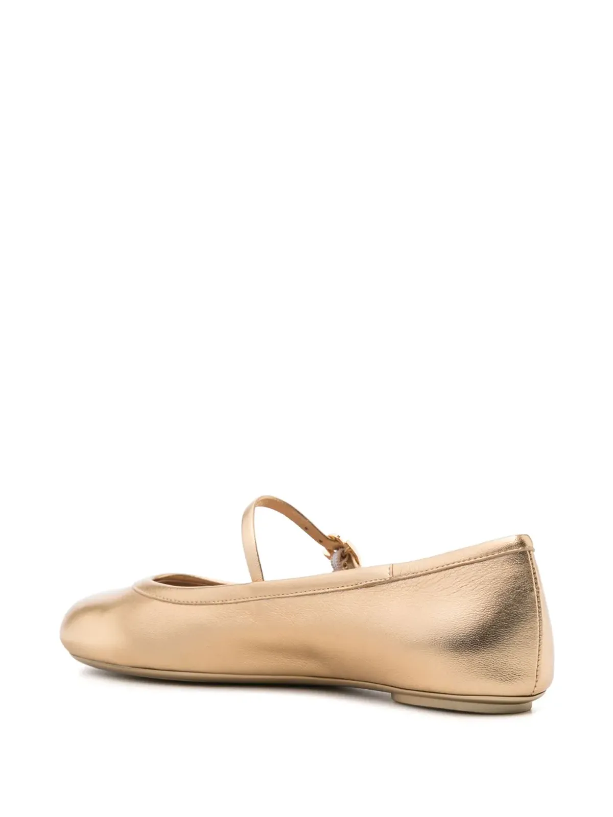 Gianvito Rossi カルラ バックル付き バレエシューズ - ゴールド - 画像3
