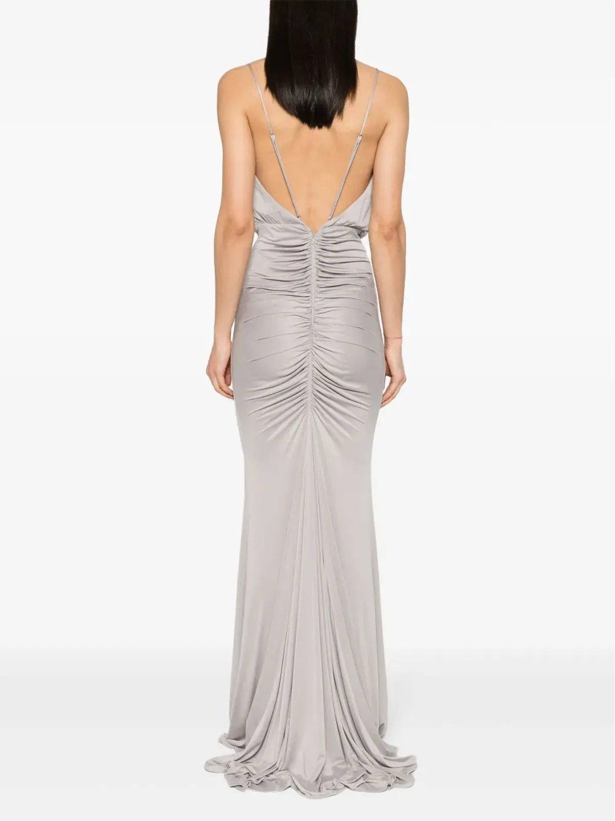 Elisabetta Franchi ギャザー入り ノースリーブ ガウン - グレー - 画像4