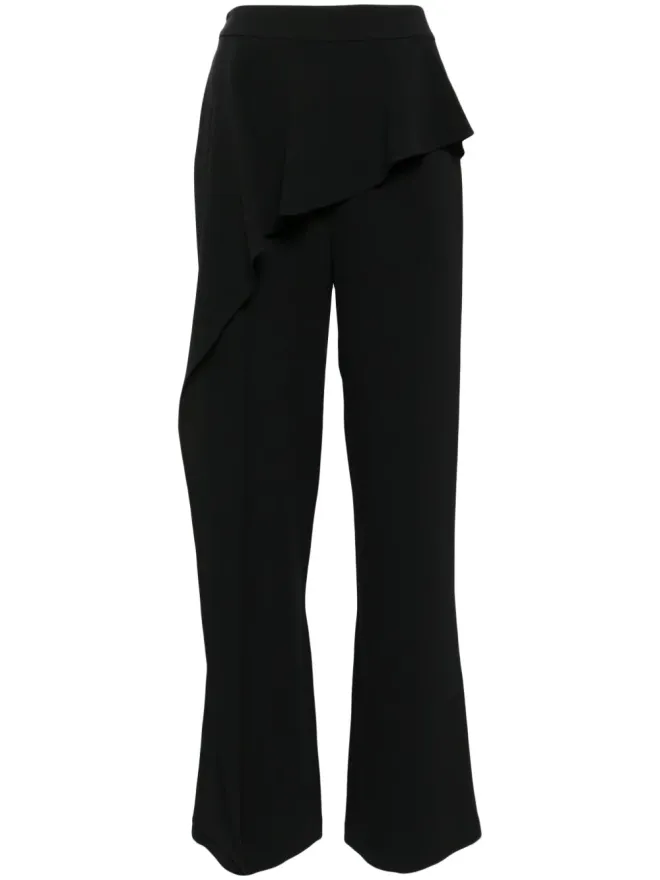 Edward Achour Paris Edward Achour Paris ruffled-detail flared trousers - Blackの商品画像