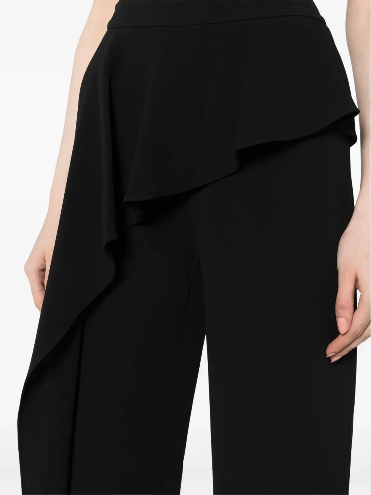 Edward Achour Paris ruffled-detail flared trousers - Black - 画像5