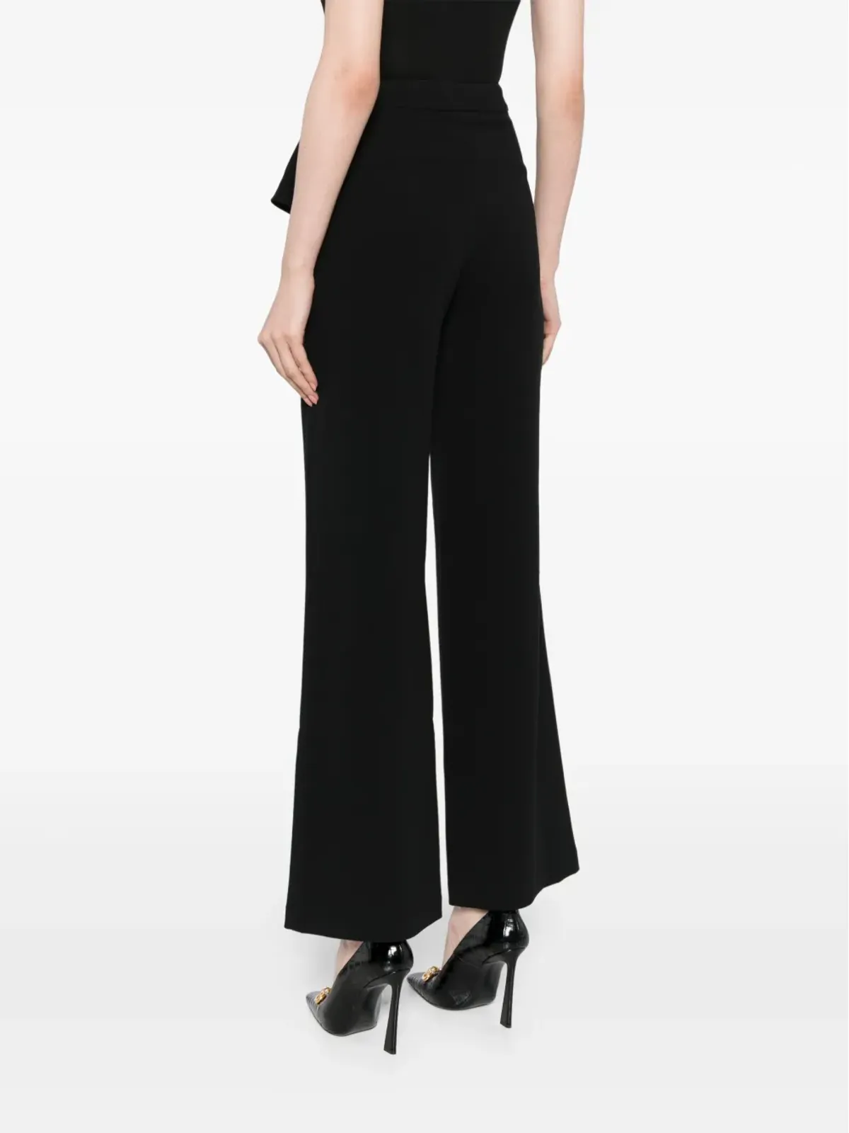 Edward Achour Paris ruffled-detail flared trousers - Black - 画像4