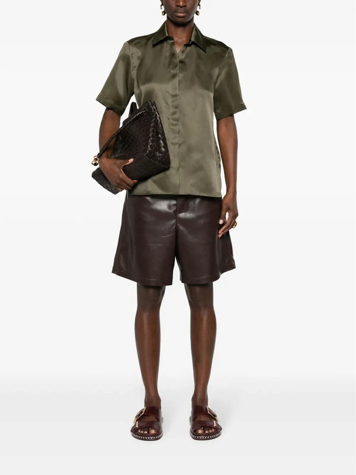 Max Mara サテンシルクシャツ グリーン - 画像2