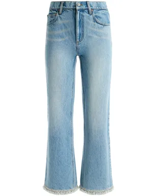 alice + olivia Ora embellished wide-leg jeans - Blue - サムネイル1