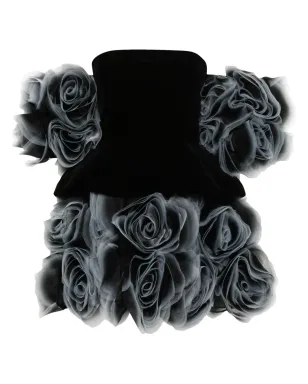 Ana Radu 花柄アップリケベルベットミニドレス ブラック - サムネイル1