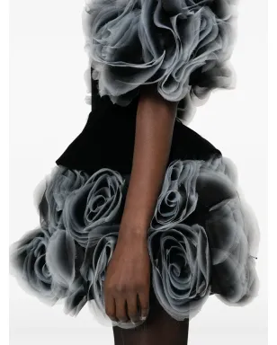 Ana Radu 花柄アップリケベルベットミニドレス ブラック - サムネイル5