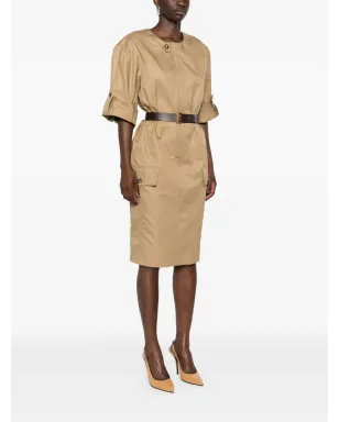 Saint Laurent ベルト付き コットンツイル ミディドレス - サムネイル3