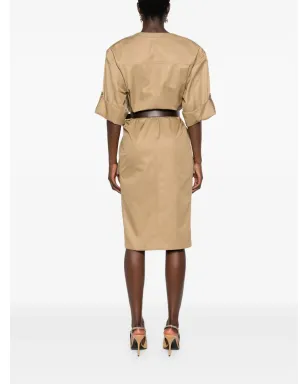 Saint Laurent ベルト付き コットンツイル ミディドレス - サムネイル4