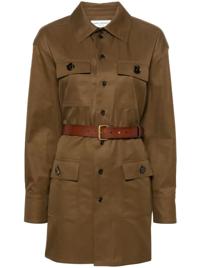 Saint Laurent Saint Laurent サハリエンヌ ベルト付きシャツ - ブラウンの商品画像