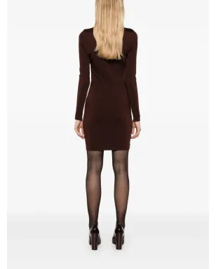 Saint Laurent デコルテ ミニドレス ブラウン - サムネイル4