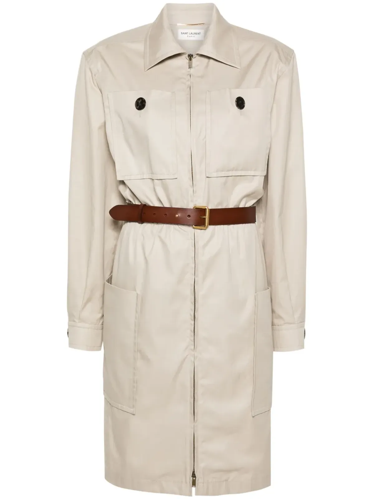 Saint Laurent サハリエンヌ風 ベルト付き コットンドレス - ベージュ系 - 画像1