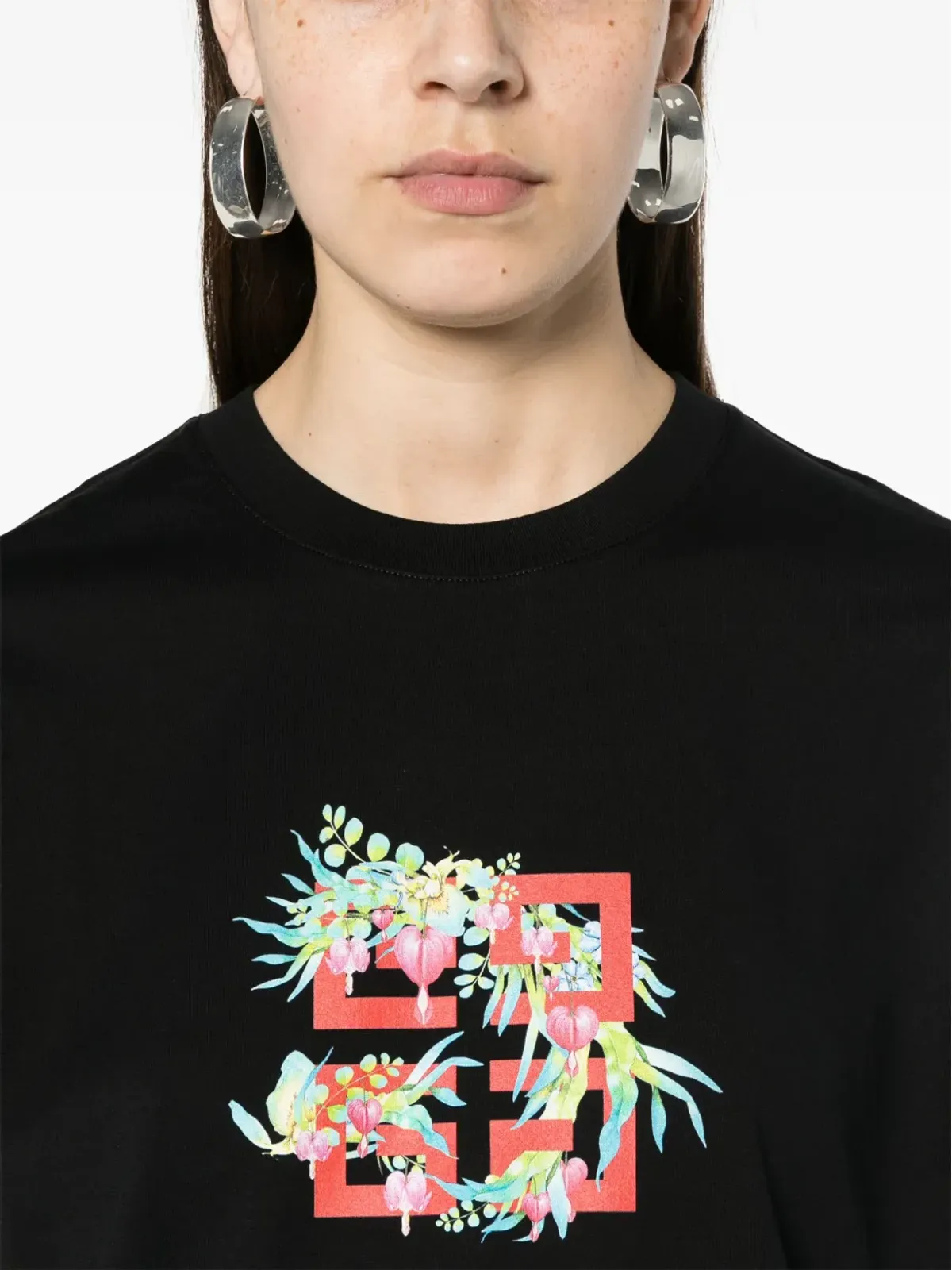 Givenchy 4G Flowers-print コットンTシャツ - ブラック - 画像5