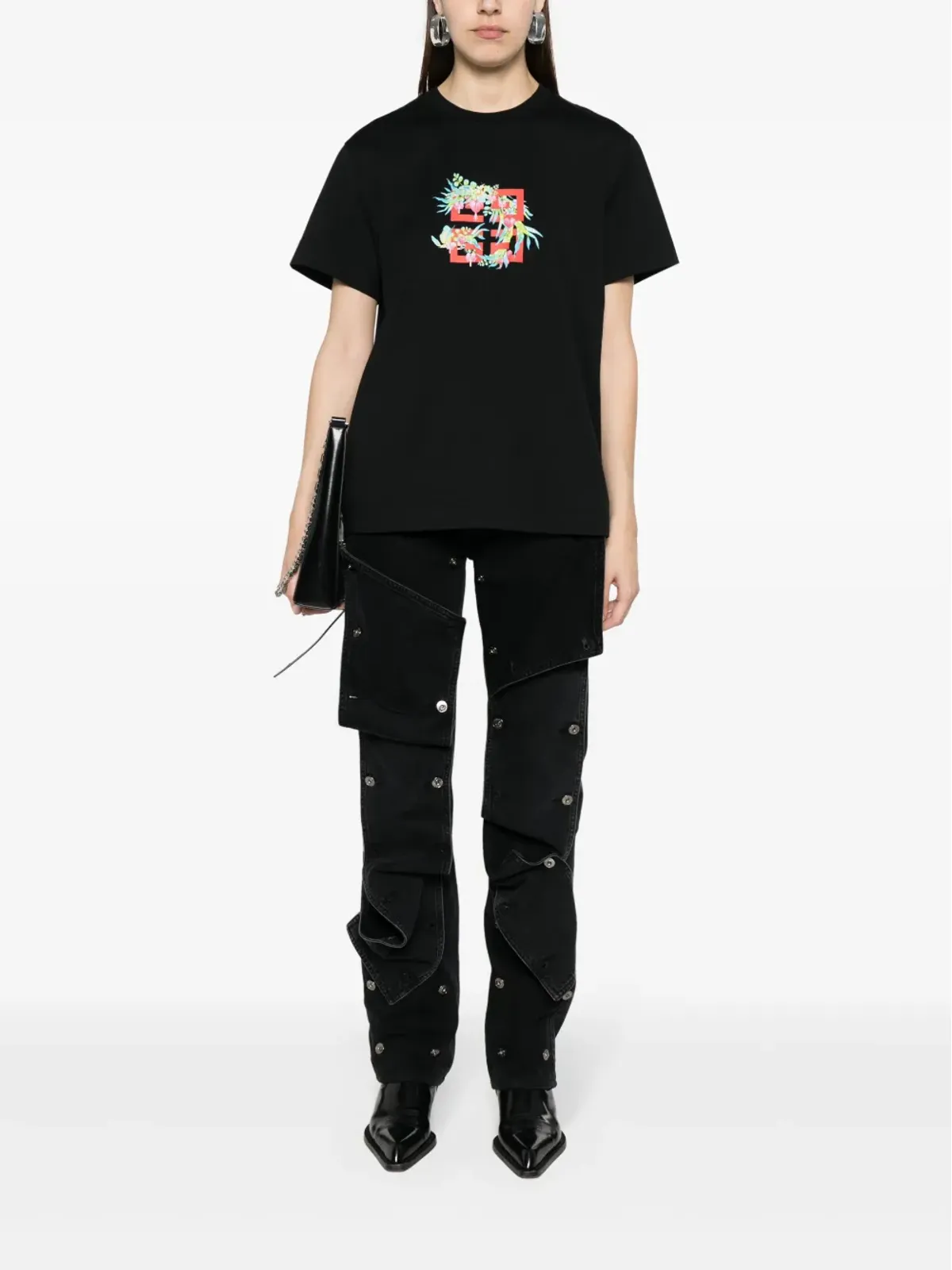 Givenchy 4G Flowers-print コットンTシャツ - ブラック - 画像2