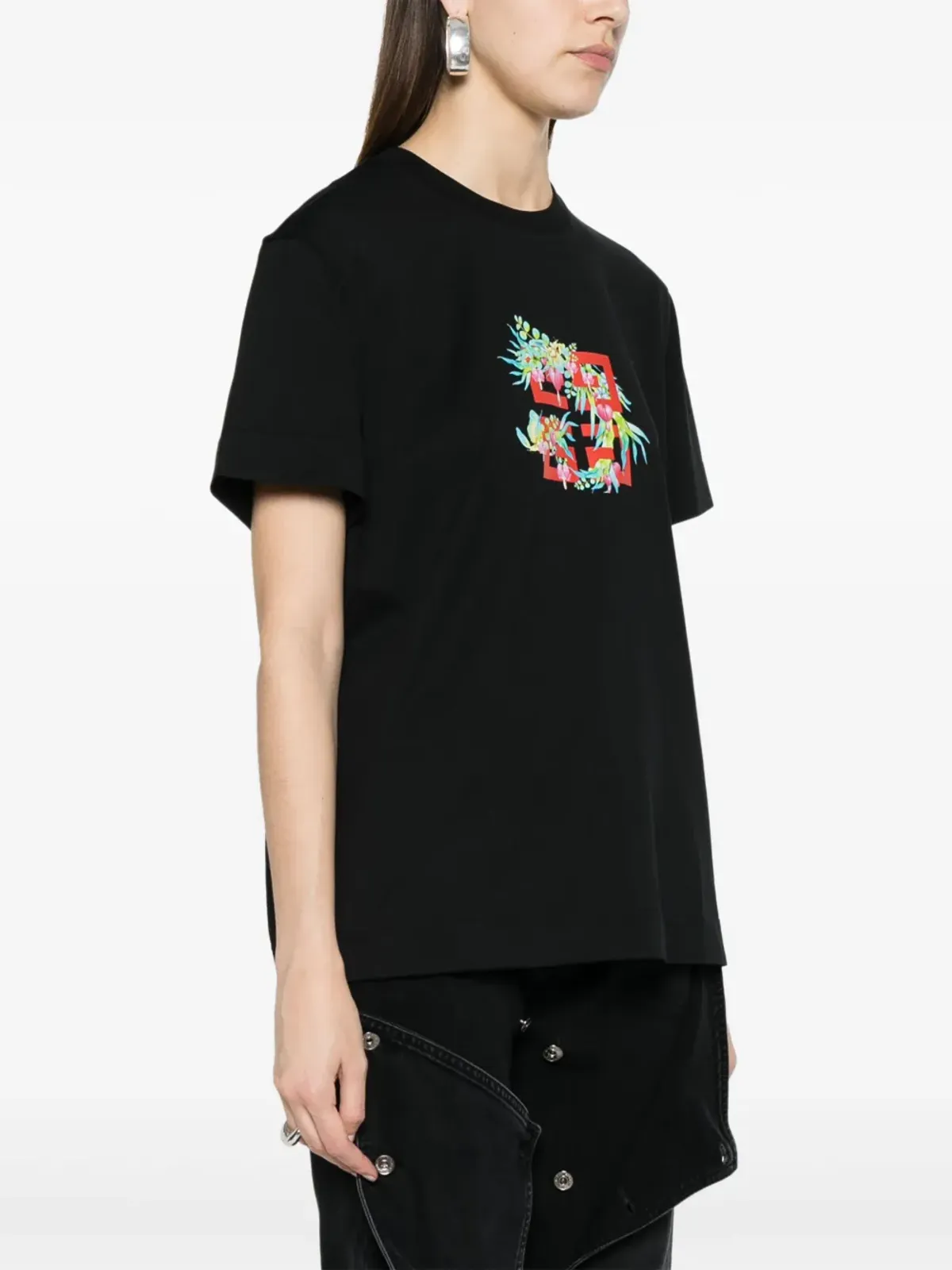 Givenchy 4G Flowers-print コットンTシャツ - ブラック - 画像3
