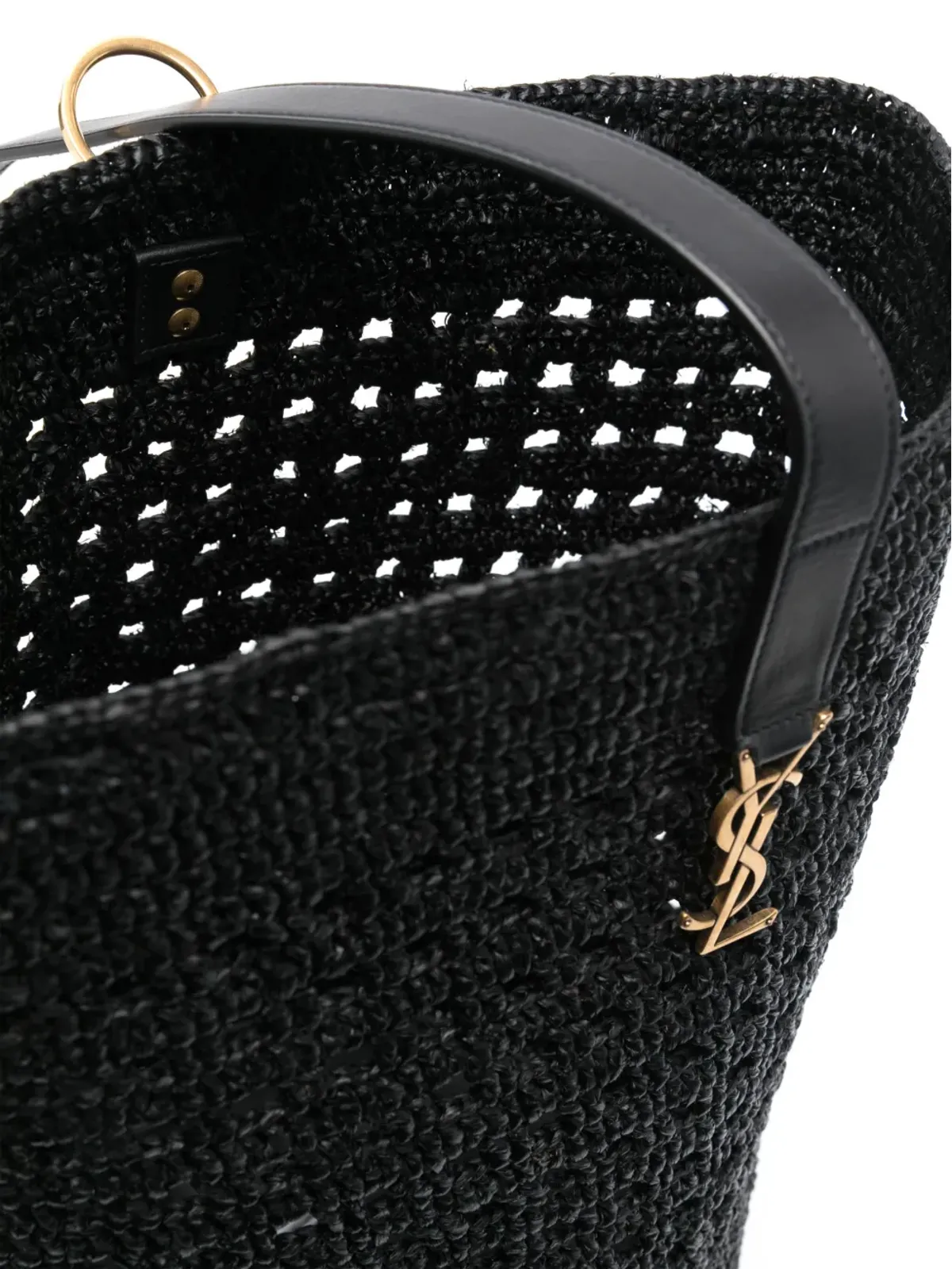 Saint Laurent 編み込みラフィア バケットバッグ - 画像5