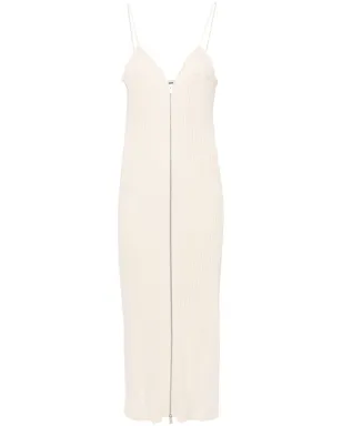 Jil Sander リブニット綿マキシドレス - ニュートラルカラー - サムネイル1