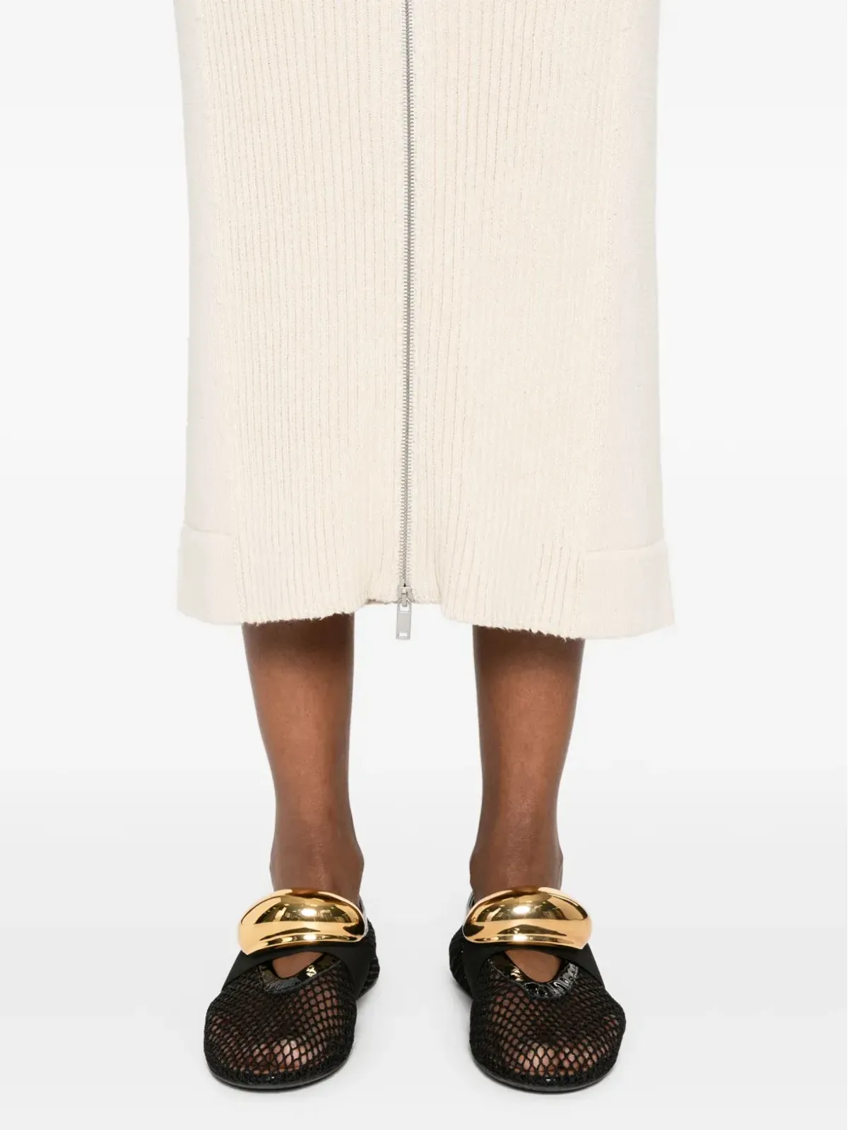 Jil Sander リブニット綿マキシドレス - ニュートラルカラー - 画像5