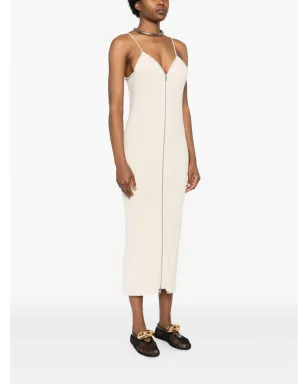 Jil Sander リブニット綿マキシドレス - ニュートラルカラー - サムネイル3