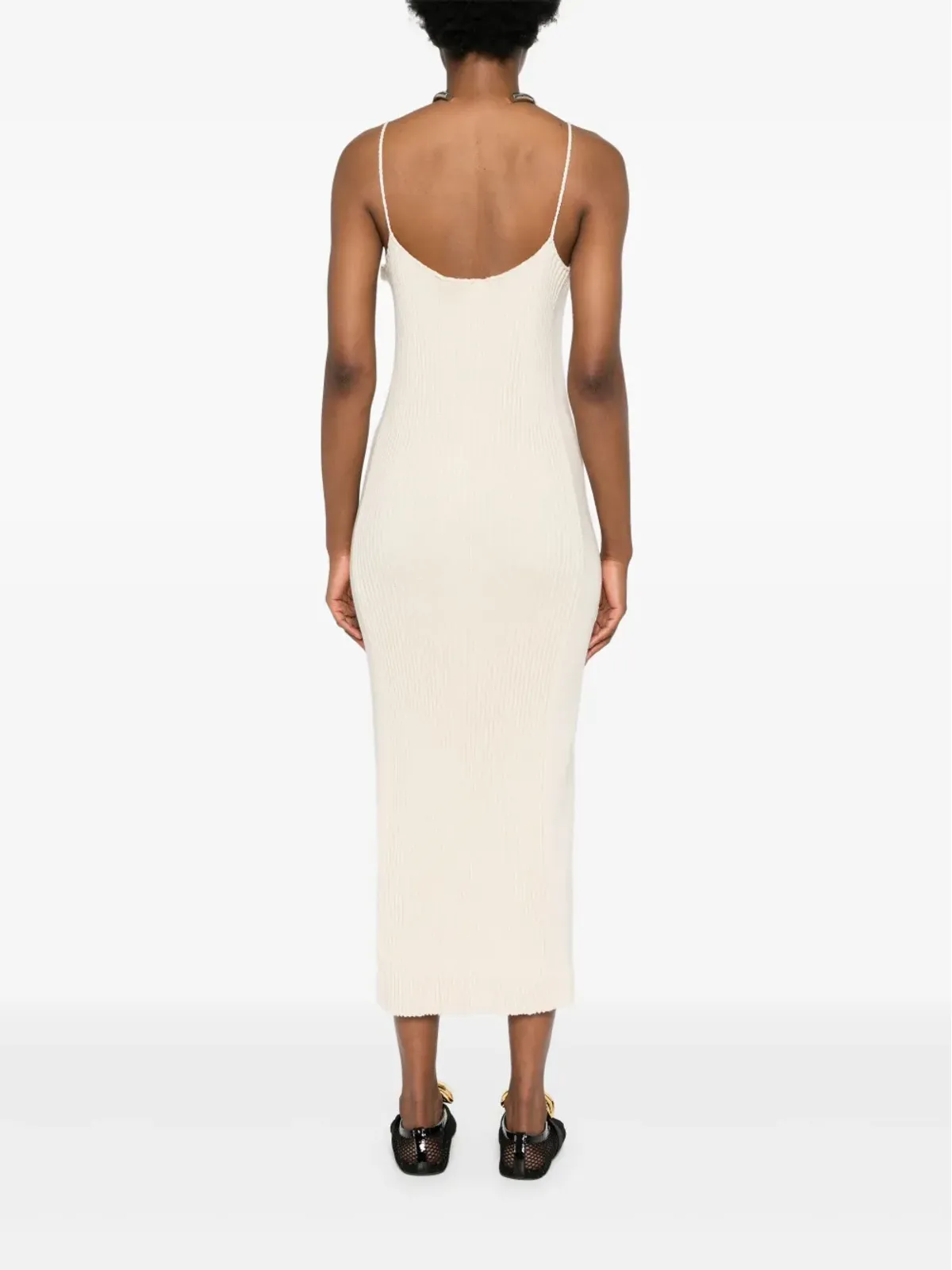 Jil Sander リブニット綿マキシドレス - ニュートラルカラー - 画像4