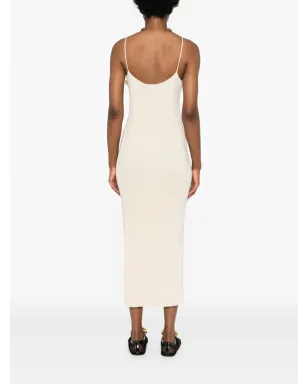 Jil Sander リブニット綿マキシドレス - ニュートラルカラー - サムネイル4