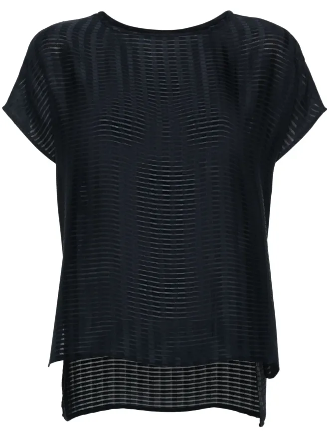 Emporio Armani Emporio Armani シアーパネル入りストライプTシャツ - ブルーの商品画像