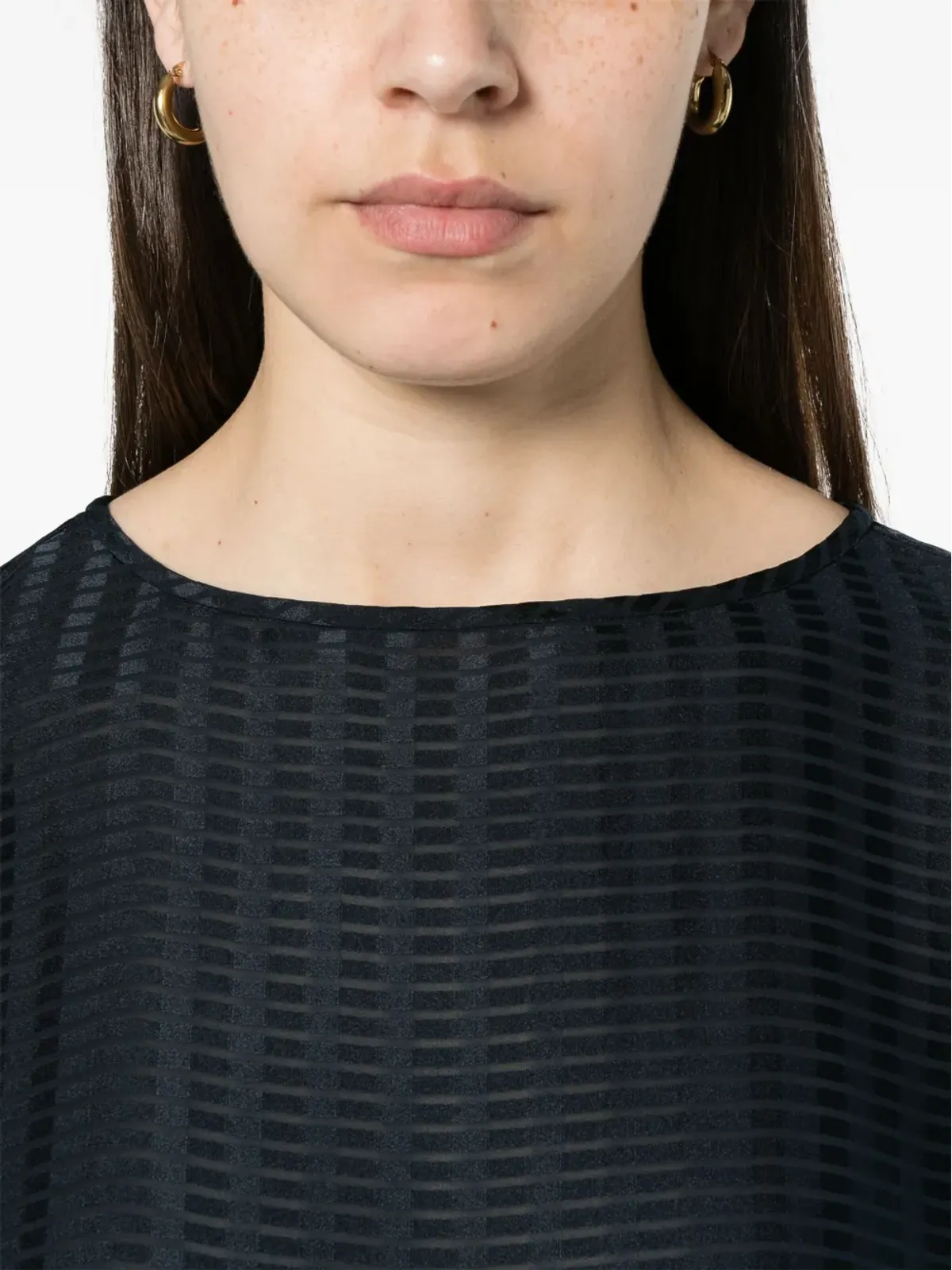 Emporio Armani シアーパネル入りストライプTシャツ - ブルー - 画像5