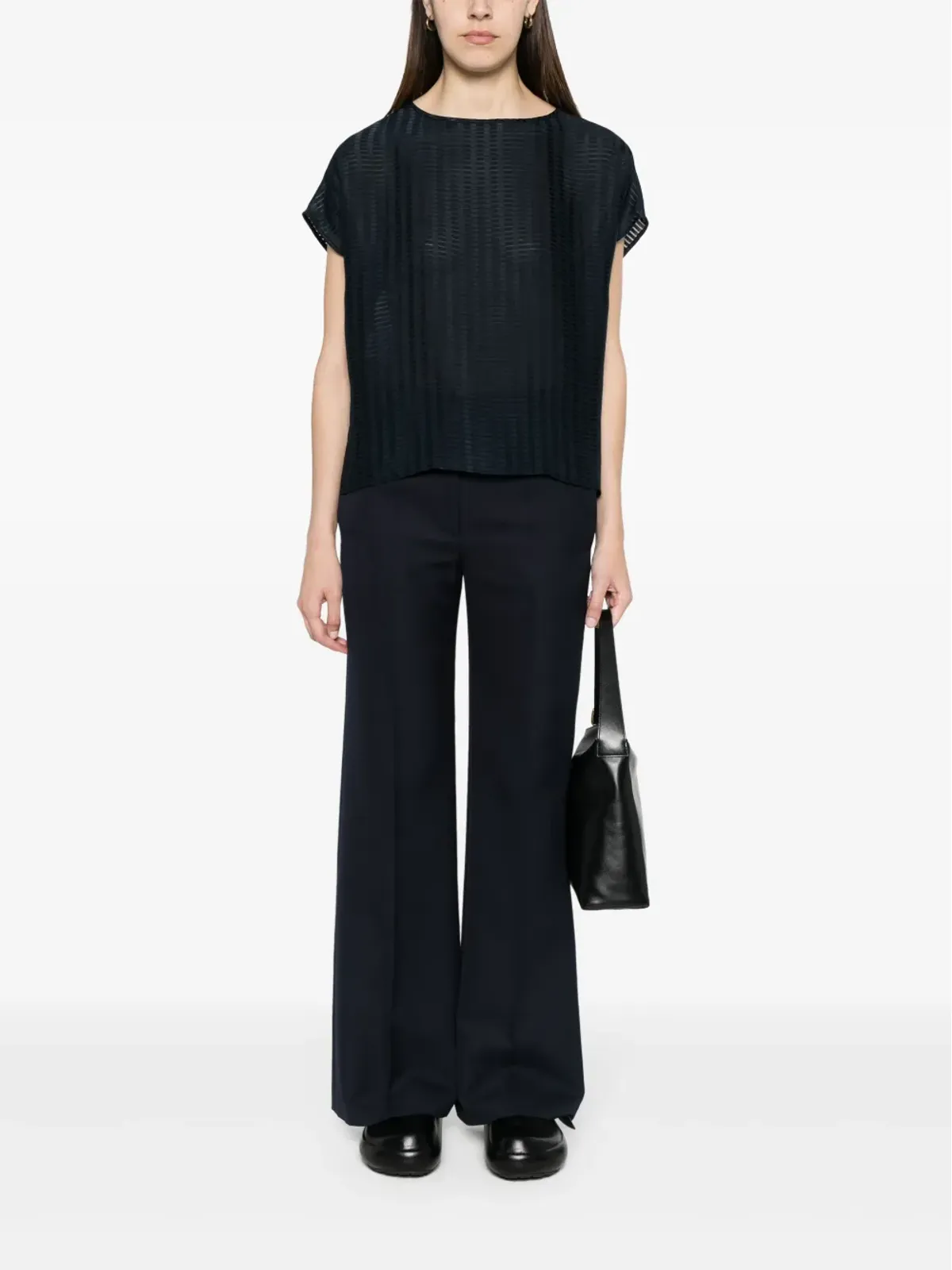 Emporio Armani シアーパネル入りストライプTシャツ - ブルー - 画像2