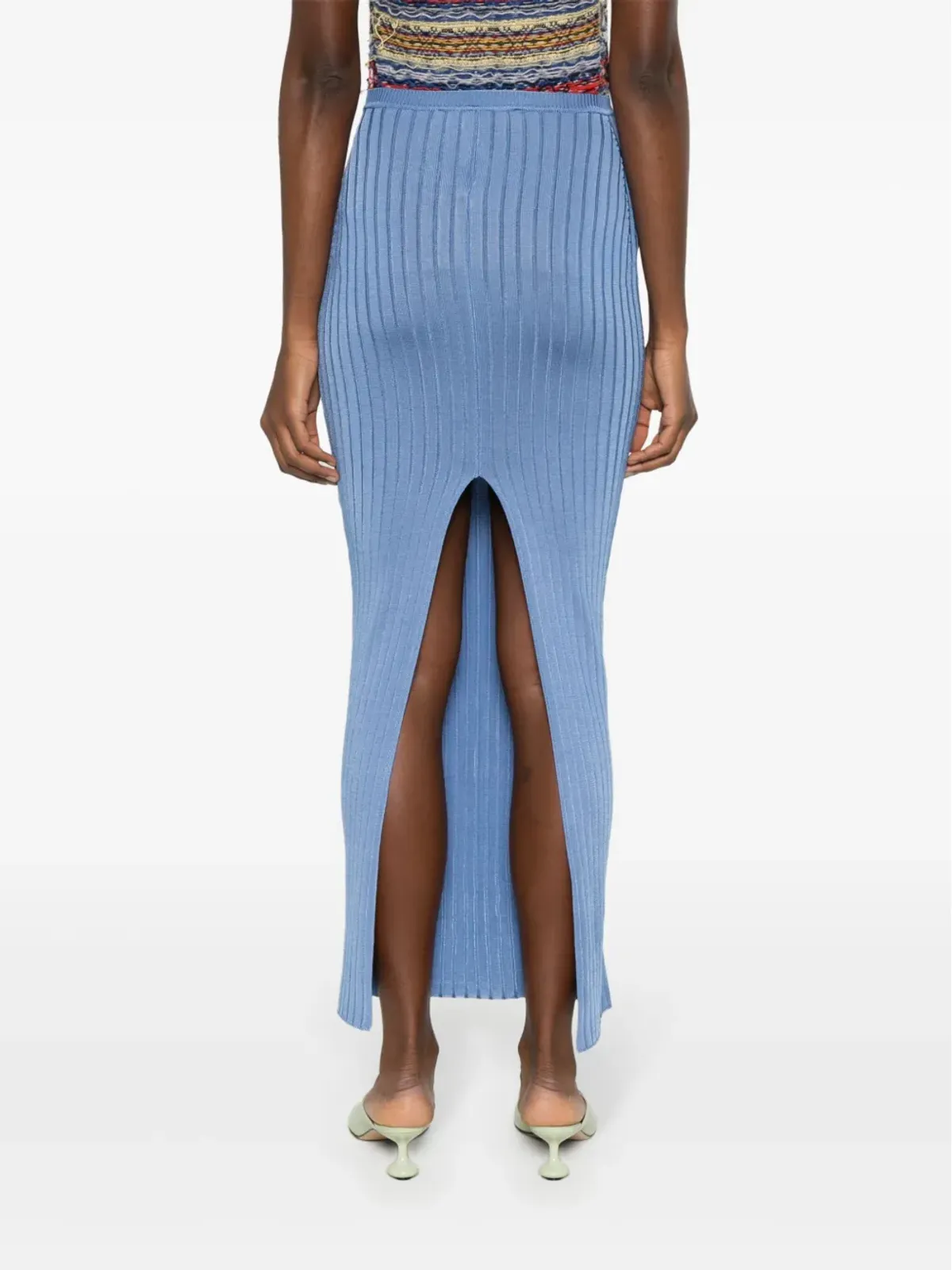 Marni ジャカードロゴ入りリブ編みマキシスカート - ブルー - 画像4