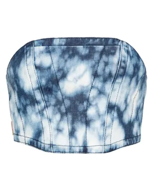 Palm Angels ウォッシュドデニム クロップドコルセット - ブルー - サムネイル1