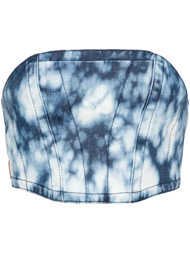 Palm Angels Palm Angels ウォッシュドデニム クロップドコルセット - ブルーの商品画像